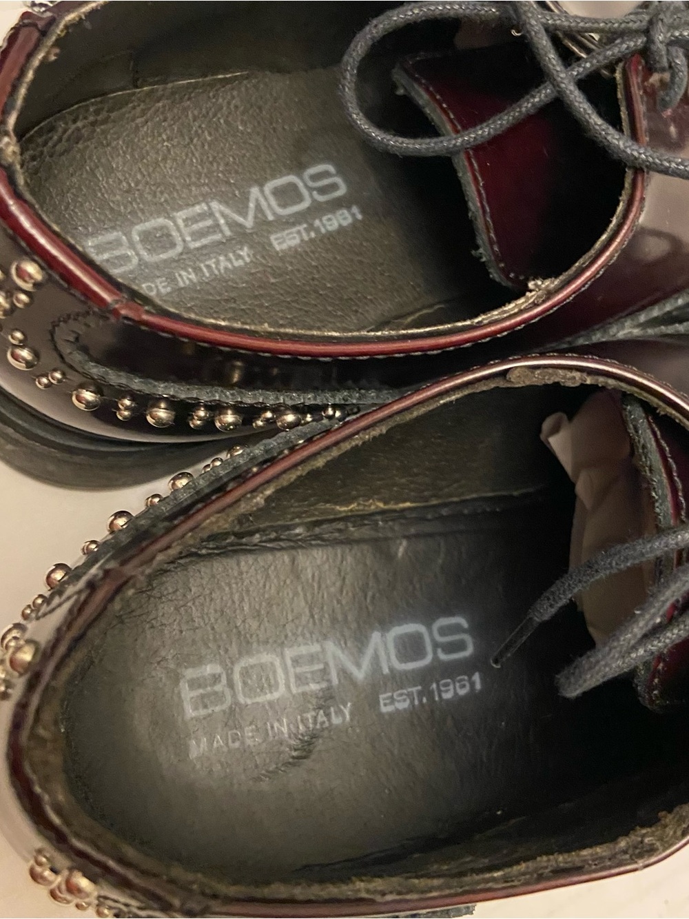 Boemos Woman’s Brown/Berry Embellishment WingTip Lace Up Italian Oxford Shoes. - Picture 4 of 8